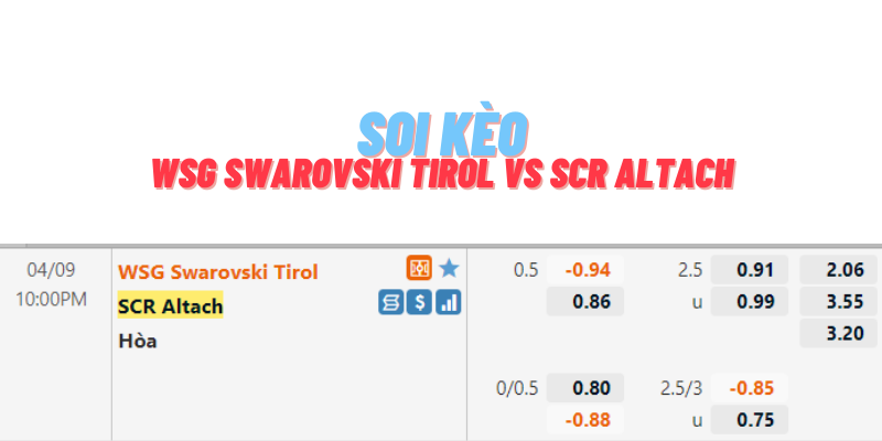 Soi kèo WSG Swarovski Tirol vs SCR Altach