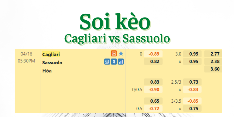 Soi kèo Cagliari vs Sassuolo