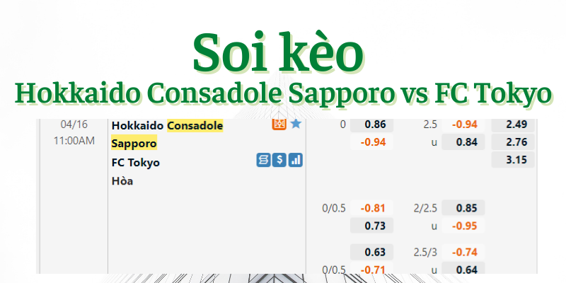 Soi kèo Consadole Sapporo vs FC Tokyo