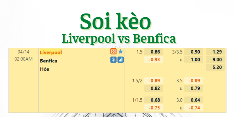Soi kèo Liverpool vs Benfica